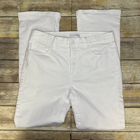 LOFT Denim White Stretch Midrise Bootcut Jeans Neutral Womens Sz 8 - Picture 2 of 9